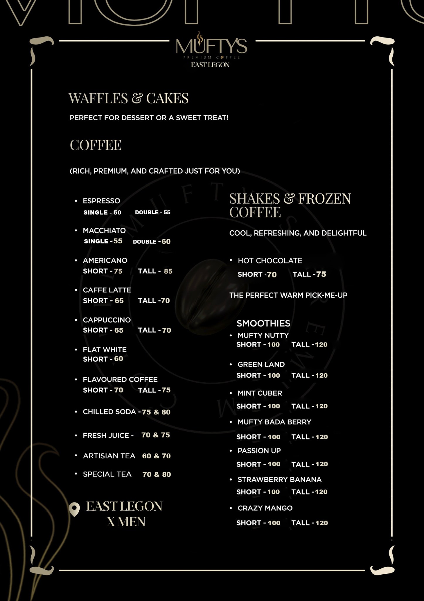 East Legon coffee and drinks menu